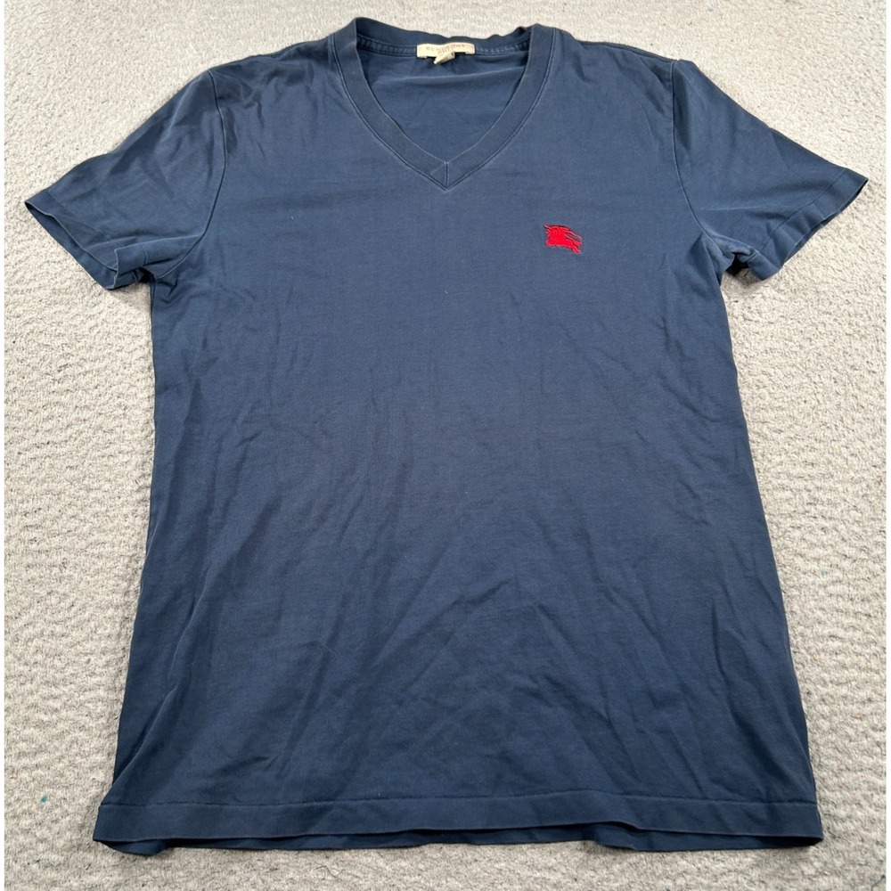 Burberry Brit Shirt Mens Small Blue V-Neck Casual Summer Streetwear Short Sleeve